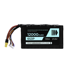 Акумулятор 12 000 mAh для FPV BTRY 6s3p Lishen (LR2170LA)